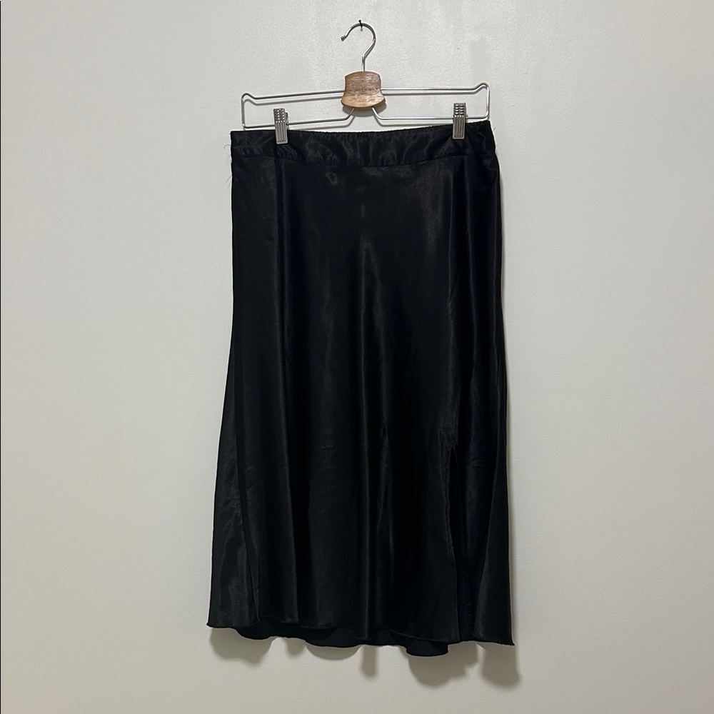 Black Satin Midi Skirt